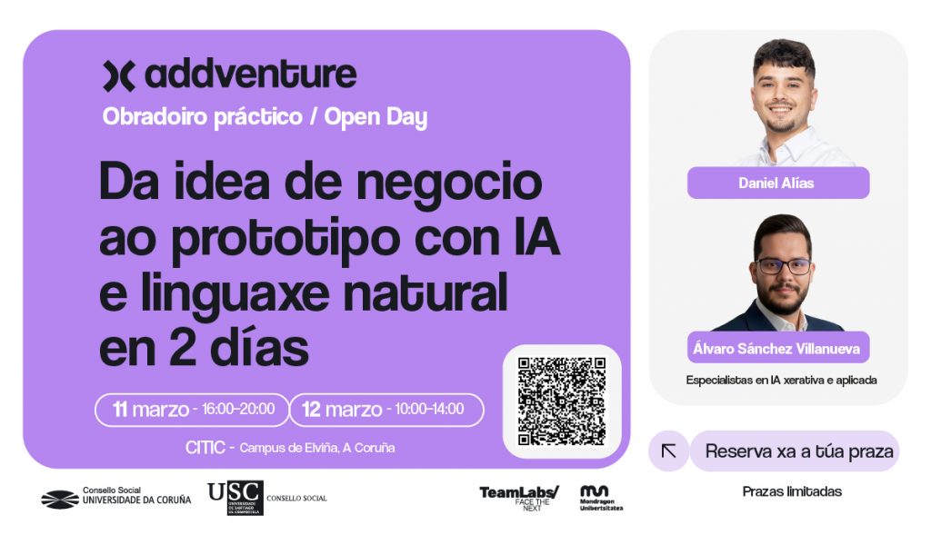 El CITIC de la UDC acoge el taller “De idea de negocio a prototipo con IA y lenguaje natural en 2 días” organizado por el Consello Social